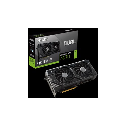 Asus VGA DUAL-RTX4070-O12GNVIDIA GeForce RTX 407012GB GDDR6X 192bit;HDMI,3xDP Slike