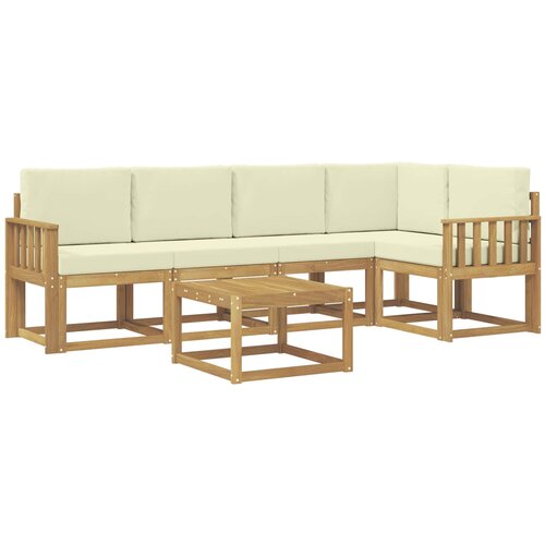 vidaXL Zunanja garnitura za sedenje z blazino 6 pcs Bela in krem, (5000281005) Cene