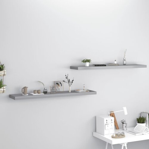 VidaXL Stenske police 2 kosa sive 120x23,5x3,8 cm MDF Slike