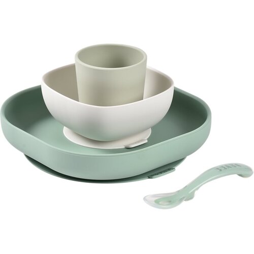Beaba 4-Piece Silicone Dinner Set jedilni set Sage Green / Misty Green 4 kos Slike