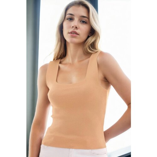 Dewberry 60108 Womens Sleeveless Blouse - Strappy Tank Top-BEIGE Slike