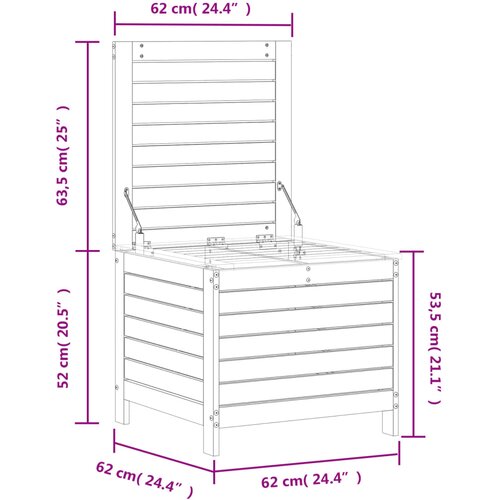 Vrtni tabure bijeli 62 x 63,5 x 53,5 cm od masivne borovine Slike