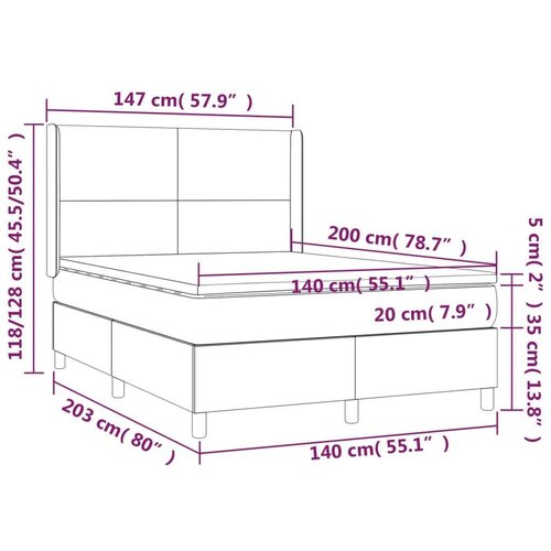  Box spring s madracem LED plavi 140x200 cm od tkanine Slike