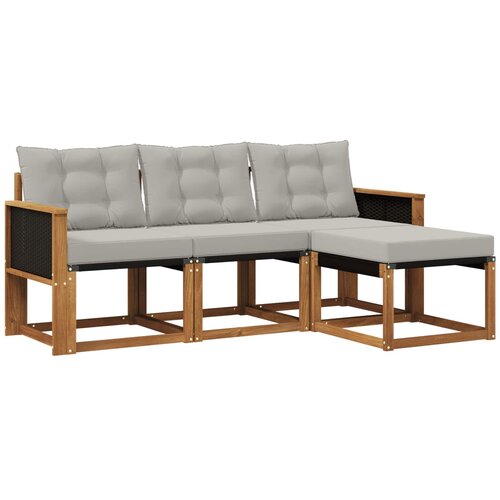 vidaXL Zunanja garnitura za sedenje 4 pcs Naravna in svetlo siva, (5000281589) Cene