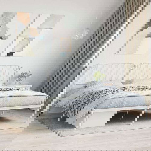 Metalni okvir za krevet s uzglavljem bijeli 200x200 cm Slike