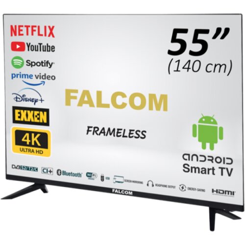 Falcom 55LTF022SM smart led tv 55inca 140cm, ultra hd 4K, dvb S2 T2 c tuner, H265 hevc, 2x10W Slike