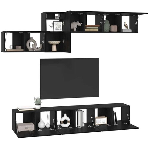  Komplet TV omaric 7 pcs Črni hrast 60 x 30 x 30 cm Slike