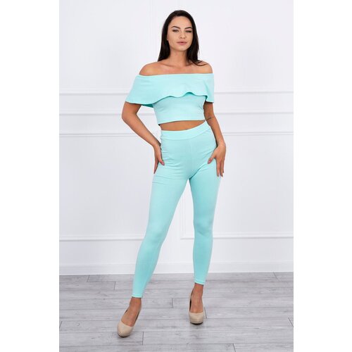 Kesi Set with mint ruffle Slike