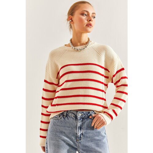 Bianco Lucci Women's Striped Thessaloniki Knitted Knitwear Sweater Slike