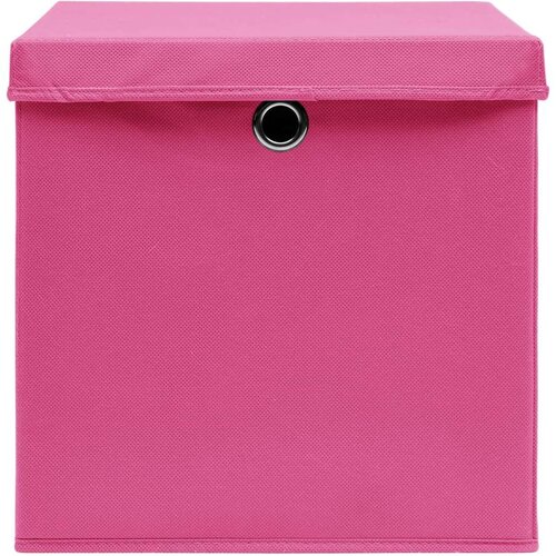 VidaXL Kutije za pohranu s poklopcima 4 kom roze 32x32x32 cm tkanina Slike