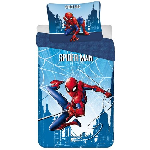 Jerry Fabrics Modra enojna bombažna otro&amp;scaron;ka posteljnina 140x200 cm Spider-man &amp;quot;Blue&amp;quot; &amp;ndash; Slike