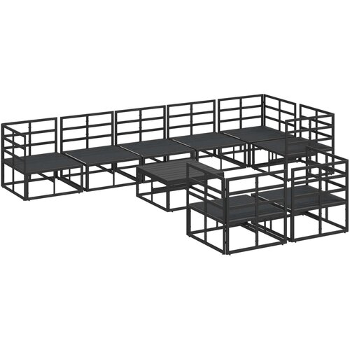  Sjedeća garnitura za vrt 9 kom. Crna Aluminij 353 x 143 x 71 cm Slike