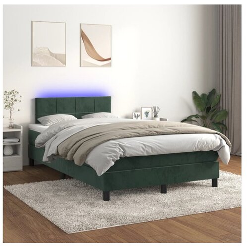  Box spring postelja z vzmetnico LED tem. zelena 120x200cm žamet Cene