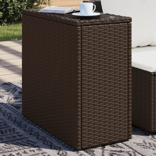 vidaXL Vrtna miza z leseno mizno ploščo rjava 58x27,5x55 cm poli ratan Cene