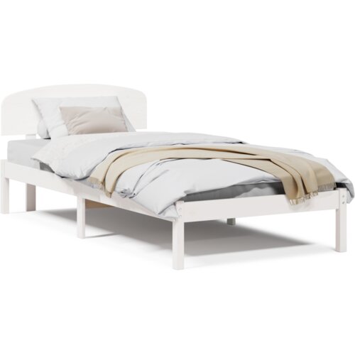 vidaXL Posteljni okvir z naslonjalom Beli 75x190 cm iz trdnega lesa bor Cene