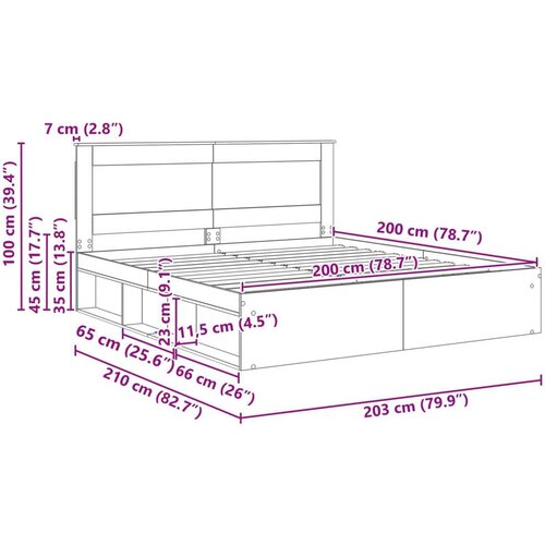  Okvir za krevet Sonoma 200 x 200 cm Čvrsto borovo drvo Slike