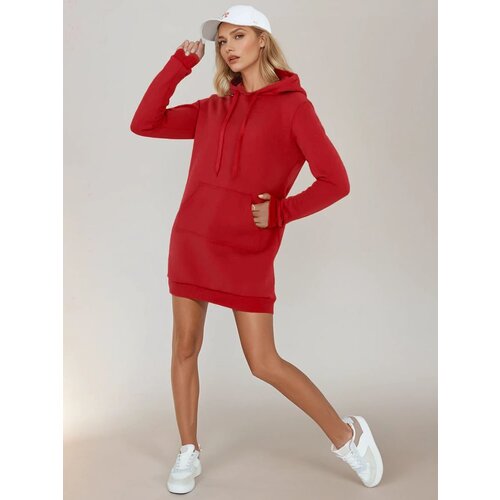 DStreet Bluza damska długa z kapturem oversize TIMMY czerwona Slike