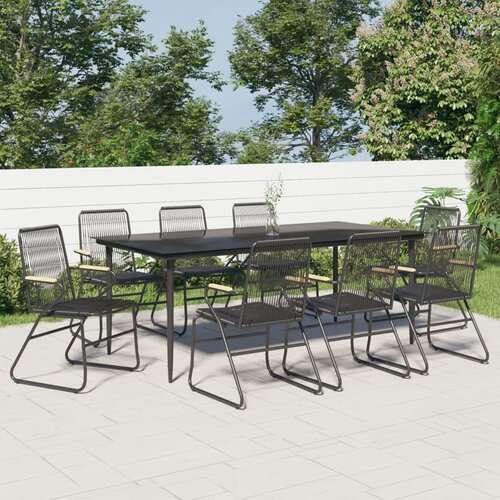 VidaXL 9-dijelni vrtni blagovaonski set od PVC ratana crni Slike