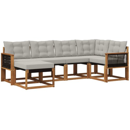 vidaXL Zunanja garnitura za sedenje 6 pcs Naravna in svetlo siva, (5000282078) Cene