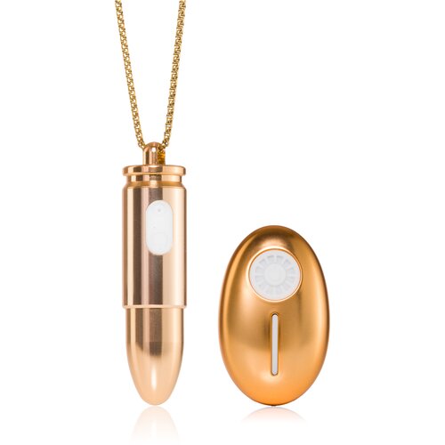 SuperLove Bullet Vibrating Necklace with Remote Gold Slike