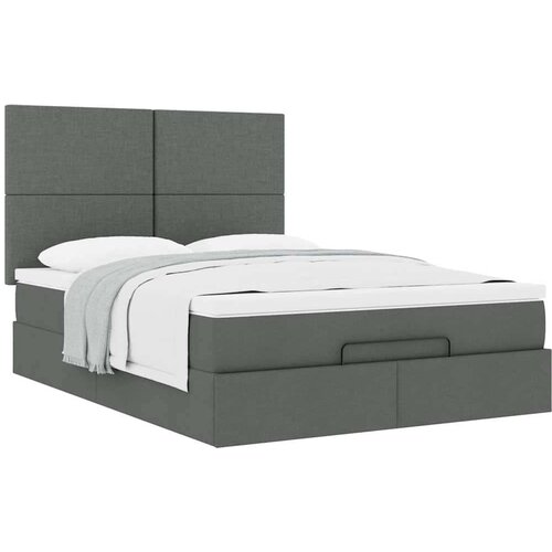 VidaXL otomanski krevet s madracem tamnosivi 140x190cm od tkanine Slike