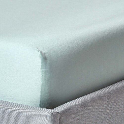 HOMESCAPES ovita rjuha iz organskega bombaža v duck egg blue s 30 cm globino, 400 niti, 90x190 cm, (20747721) Cene
