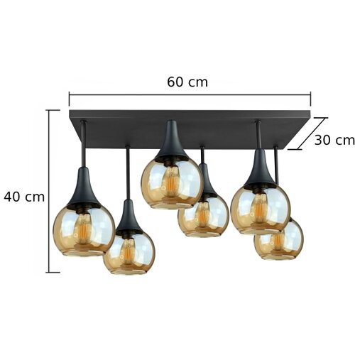  Plafonski luster SOMA 6xE27/60W/230V crna/zadimljeno bež Slike