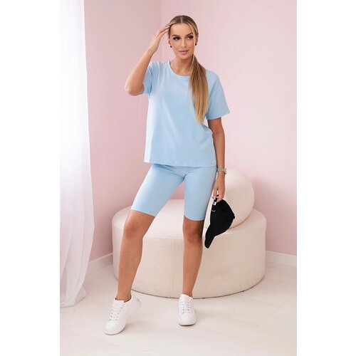 Kesi Set of top+leggings in azure color Cene