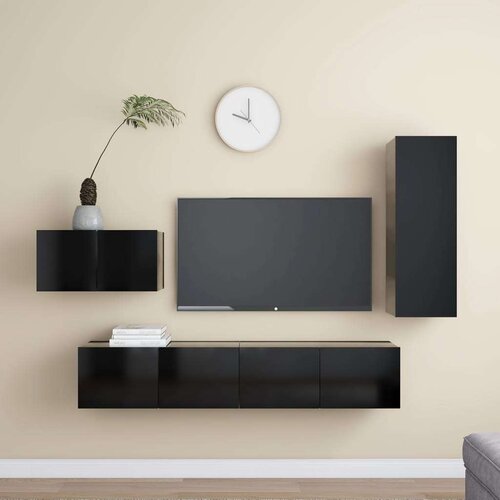  4-dijelni set TV ormarića crni od iverice Slike