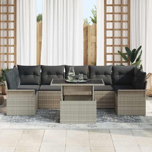  Sjedeća garnitura za vrt 8 kom. Svijetlo siva Svjetlosiva 289 x 132,5 x 85 cm Slike