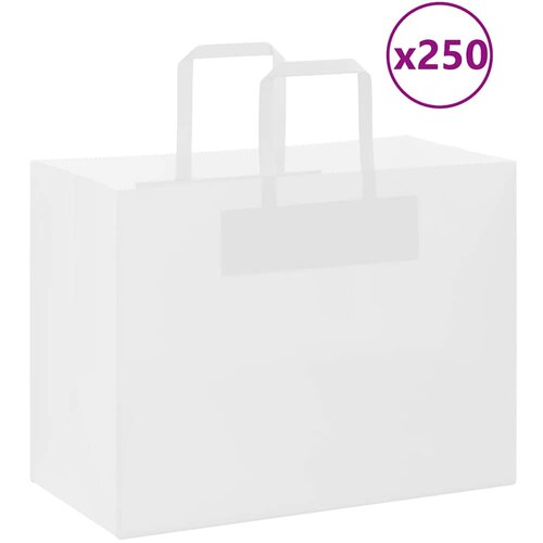 vidaXL Papirnate vrečke 250 kosov z ročaji bela 32x17x25 cm Cene