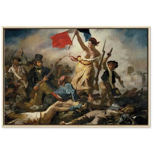  Slika - Eug&amp;egrave;ne Delacroix &amp;ndash; Liberty Leading the People 90x60 U prirodnom drvenom okviru Slike