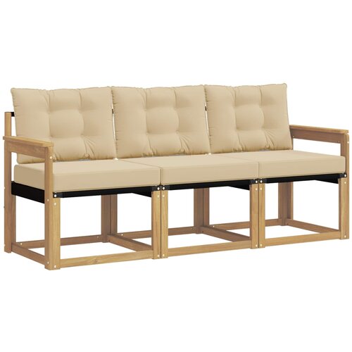 vidaXL Zunanja garnitura za sedenje z blazino 3 pcs Bela in bež, (5000279601) Cene