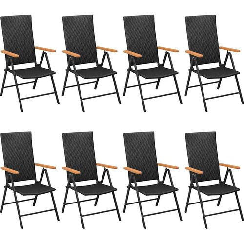  9-dijelni vrtni blagovaonski set crno-smeđi Crna Dužina stola 190 cm Slike