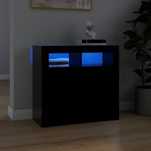 VidaXL Komoda s LED svjetlima crna 80 x 35 x 75 cm Slike