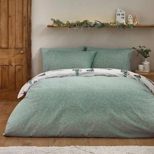 Catherine Lansfield Zelena/u prirodnoj boji flanelska posteljina za bračni krevet 230x220 cm Brushed Christmas Dogs &amp;ndash; Slike