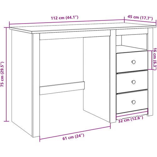  Radni stol PANAMA 112 x 45 x 75 cm od masivne borovine Slike