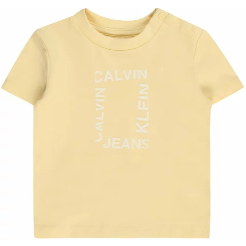 Calvin Klein Jeans Majica pastelno žuta / bijela