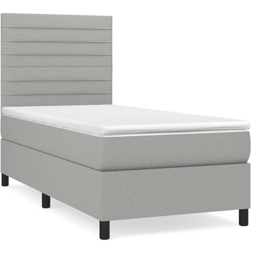 Maison Chic Box spring postelja - Vzmetna postelja z vzmetnico svetlo siva 90x200 cm blago SL6646, (21900588) Slike