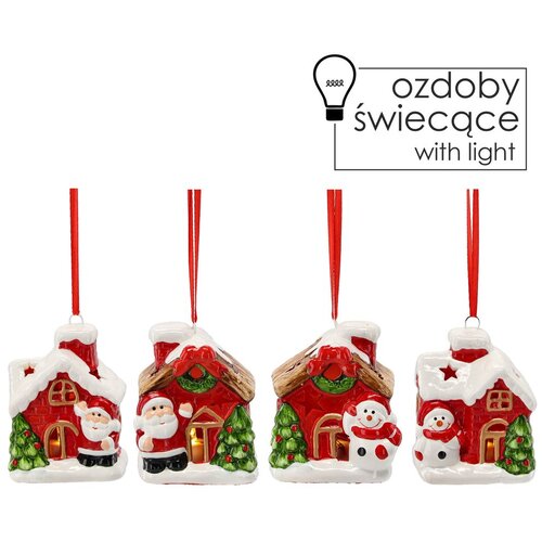  Božićni LED ukras Kućica Djed Božićnjak/Snjegović 7 cm Slike