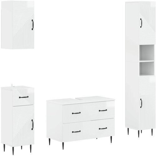  Set kupaonskih ormara od 4 dijela HAARLEM Bijela visokog sjaja Cijene