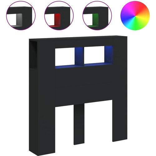 Maison Chic led posteljno vzglavje - vzglavna omarica - nočna omarica črno 100x18,5x103,5 cm inženirski les, (21711503) Slike