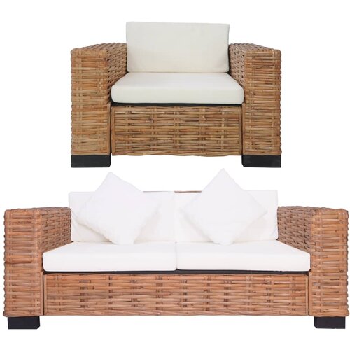 VidaXL 2-dijelni set sofa od prirodnog ratana s jastucima Slike