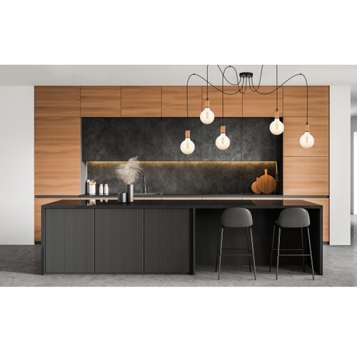  Luster na sajli MIROS 5xE27/60W/230V pauk crna/bakrena Slike