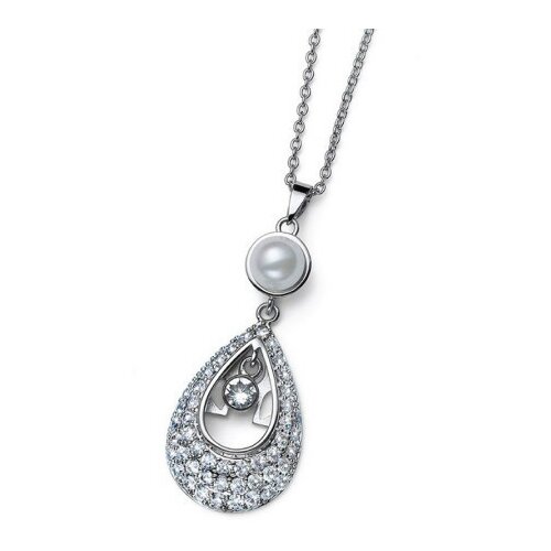 Ženski oliver weber emblem pearl white zircon lanČiĆ sa belom swarovski perlom ( 12228 ) Slike