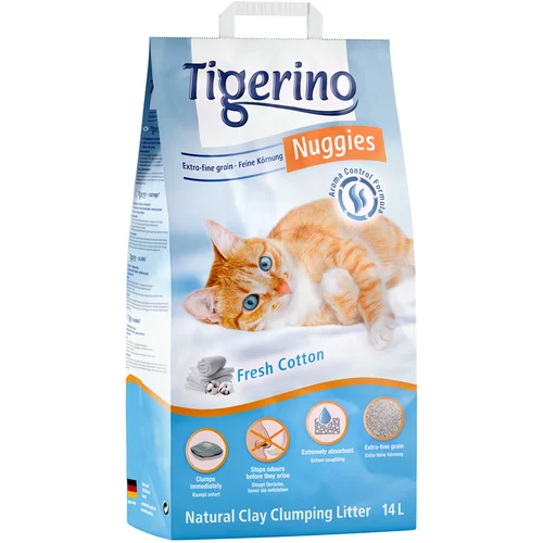 Tigerino Nuggies (Ultra) pesek za mačke - vonj bombažnih cvetov - Varčno pakiranje: 2 x 14 l