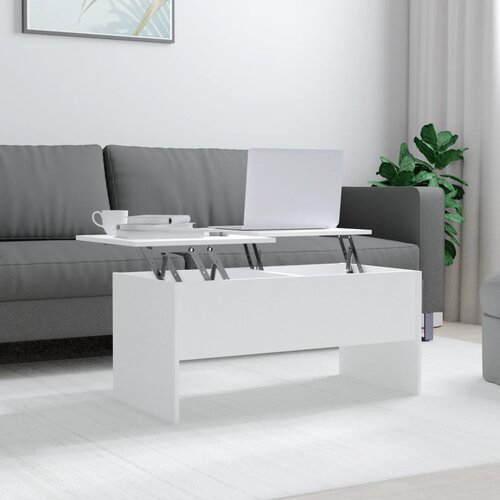 The Living Store Klubska mizica bela 102x50,5x46,5 cm konstruiran les - Klubska Mizica, (21421277) Slike