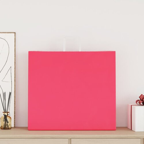  Papirnate vrećice 250 kom s ručkama ružičaste 54x15x49 cm Slike
