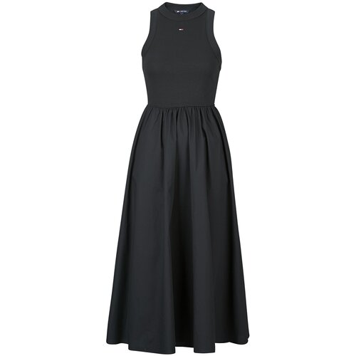 Tommy Jeans Dolge obleke TJW RIB POPLIN TANK DRESS EXT Črna Cene