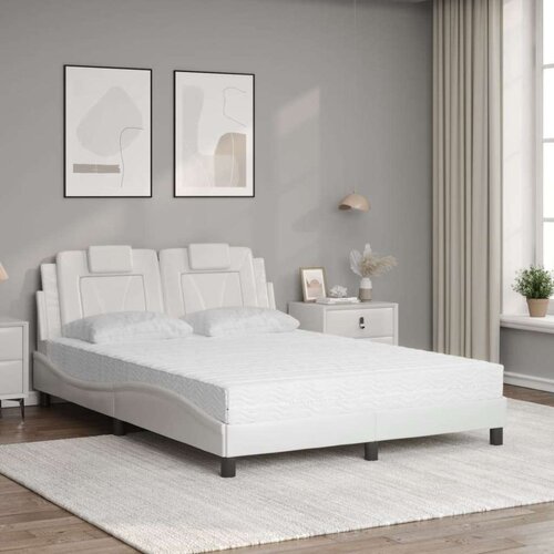 VidaXL Krevet s madracem bijeli 140x200 cm od umjetne kože Slike